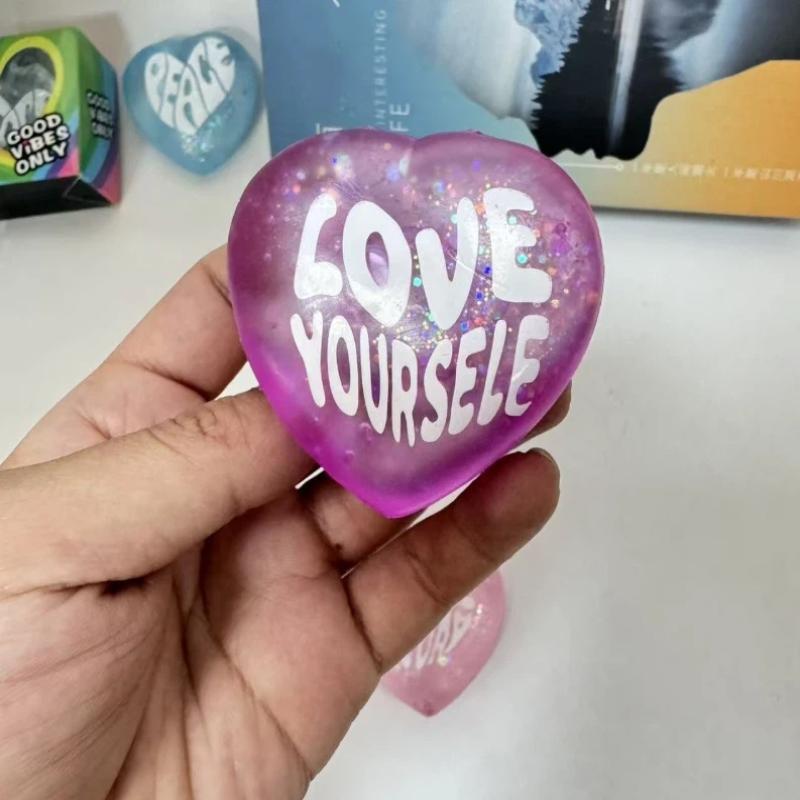 Kids Toys Quotes - 1 adet Glitter Kalp Şeklinde Sıkma