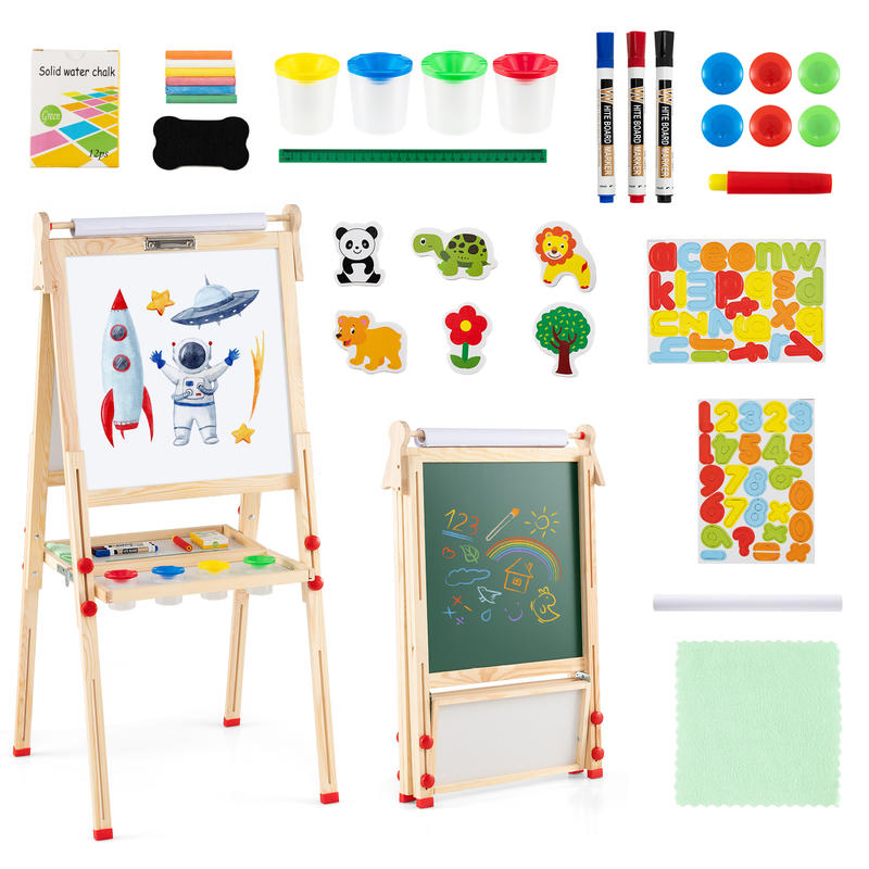 Kids Art Easel - 3'ü 1 Arada Çift Taraflı Katlanabilir